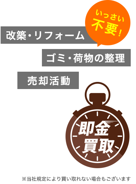 改築・リフォーム ゴミ・荷物の整理 売却活動 いっさい不要！※当社規定により買い取れない場合もございます